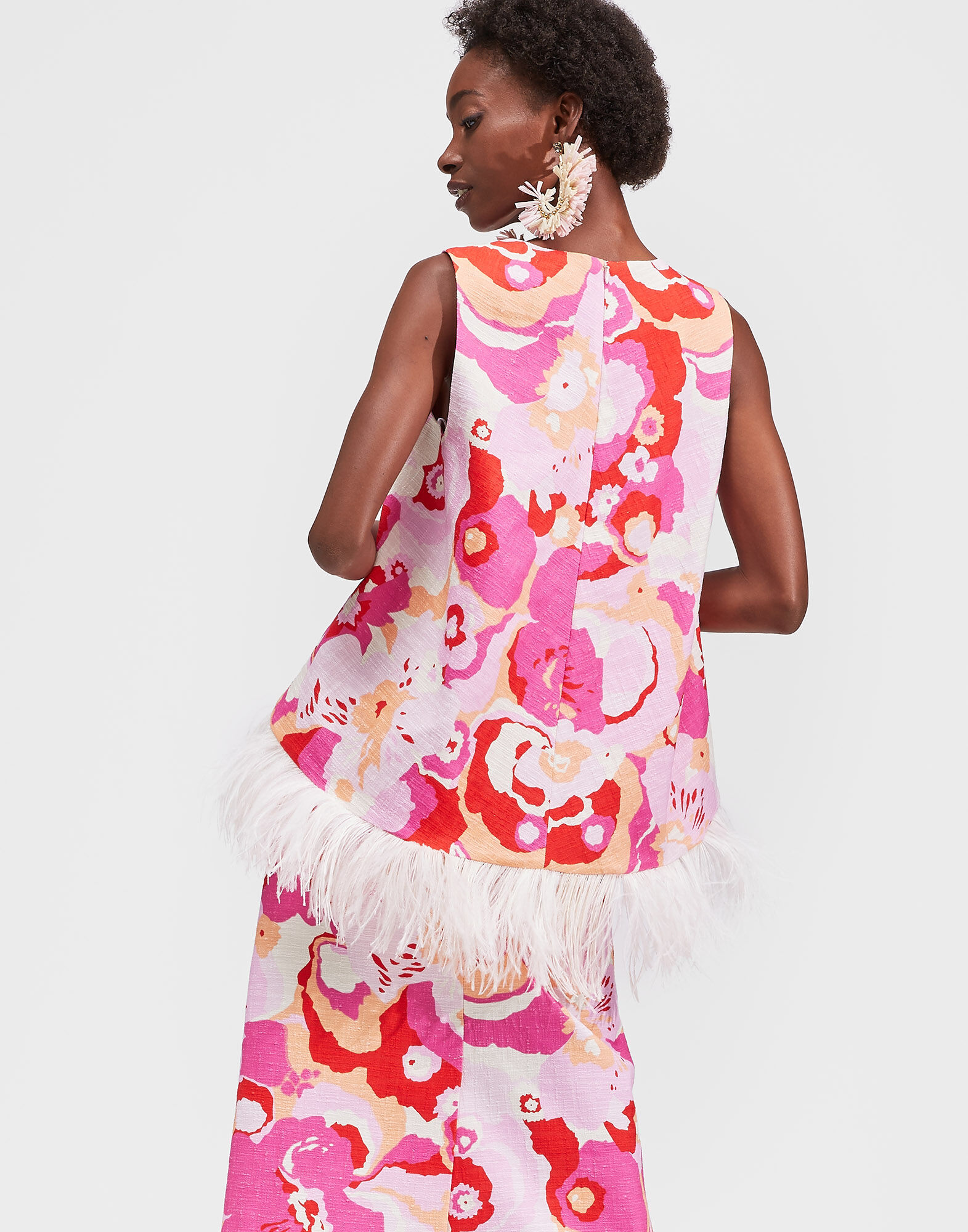 LaDoubleJ La Scala Top (With Feathers) Peonia Rosa TOP0013COT005PEO0002