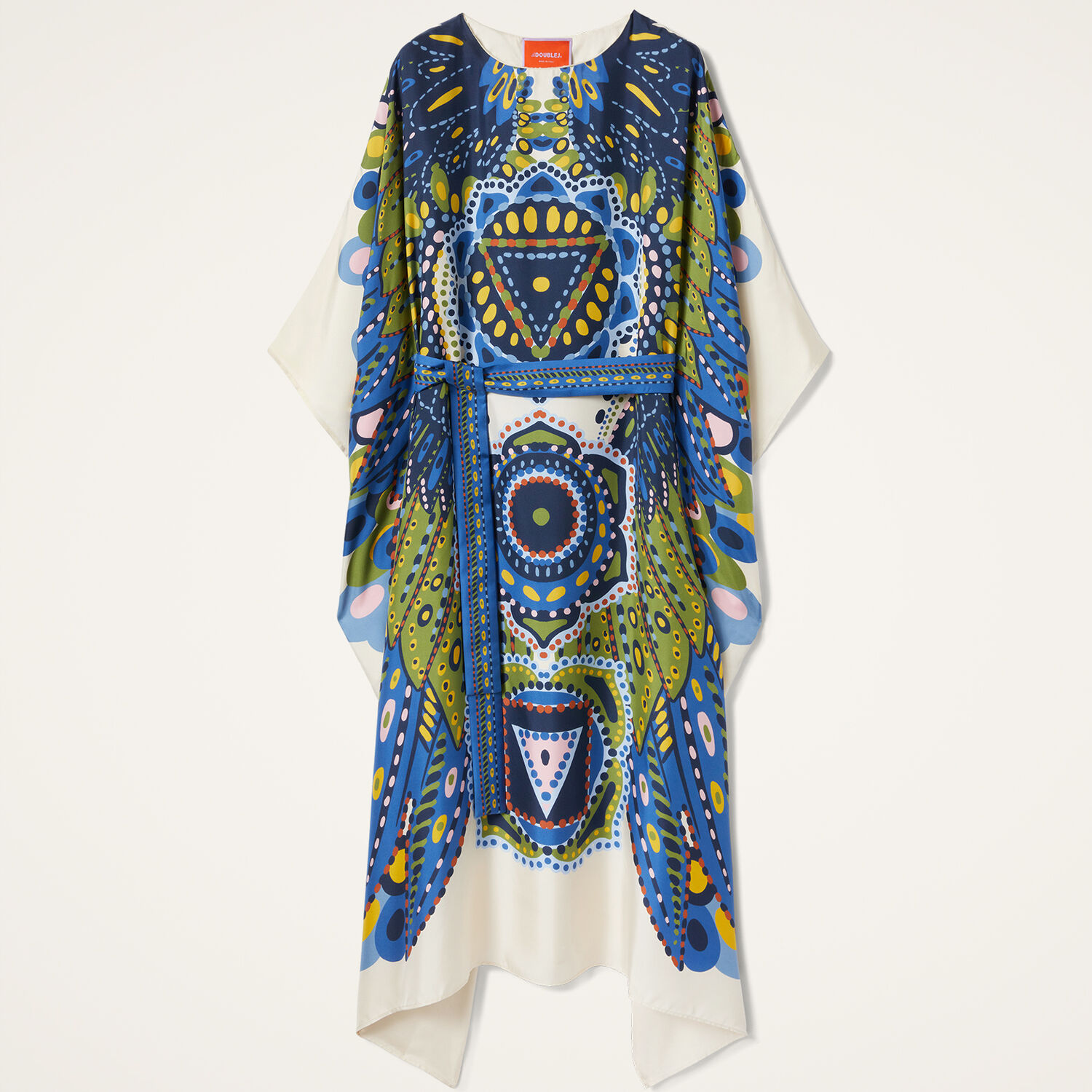 La Doublej Multicolor Kaftan With Belted Waist And All-over Graphic Print In Chakra Placée Multicolor