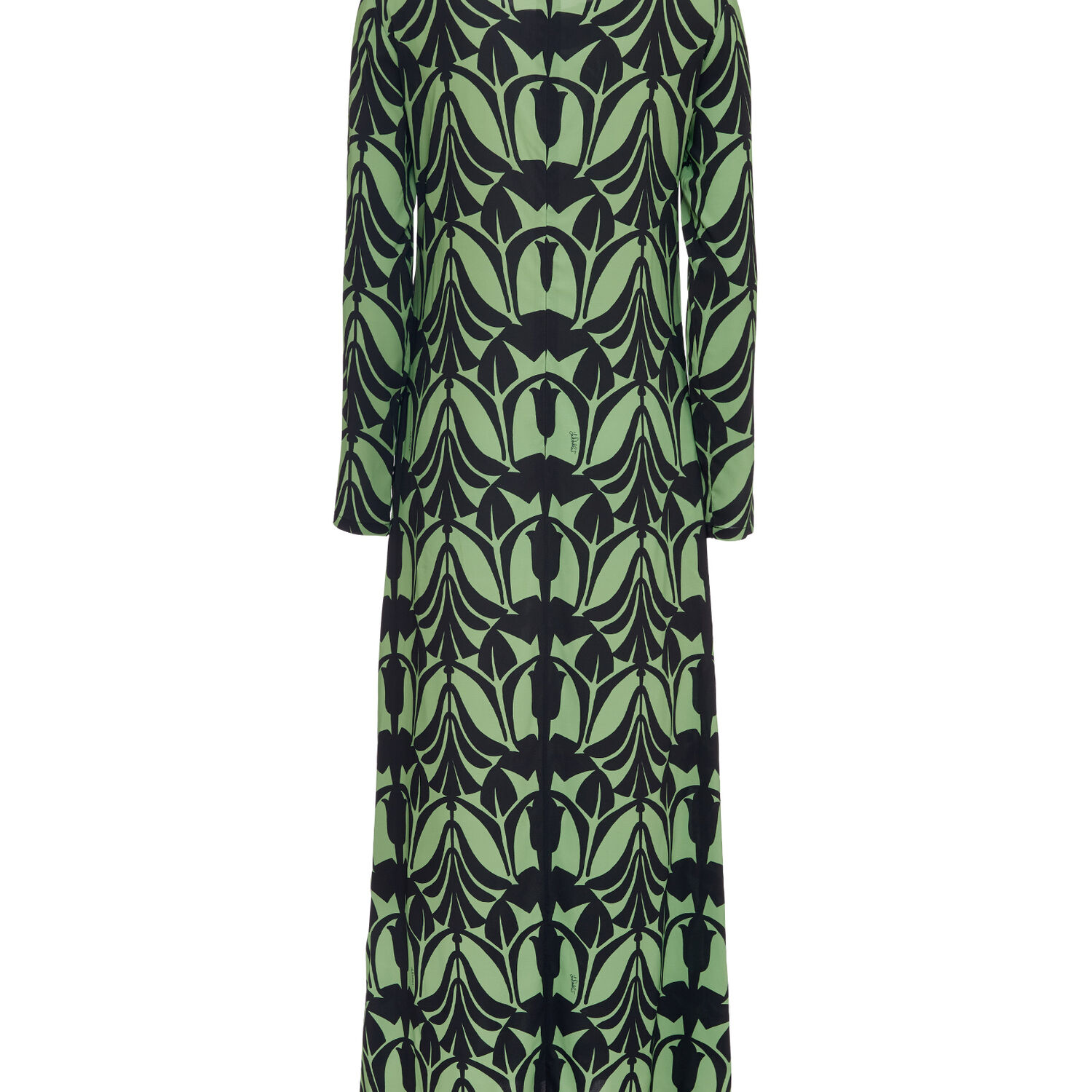 Shop La Doublej Long Sleeve Swing Dress In Papyrus Green