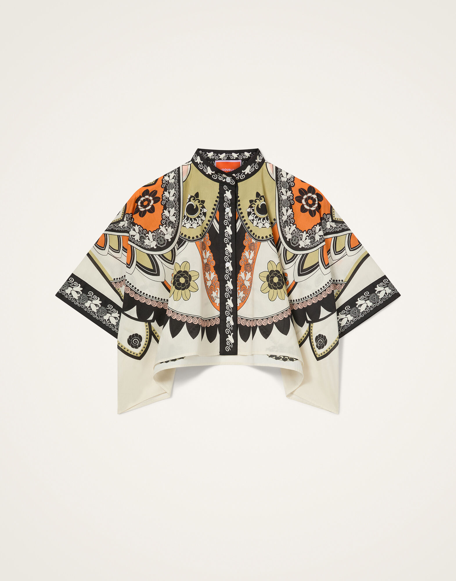 La DoubleJ Mini Foulard Shirt Plume Plac&eacute;e Ivory SHI0091COT056PLU03WH04