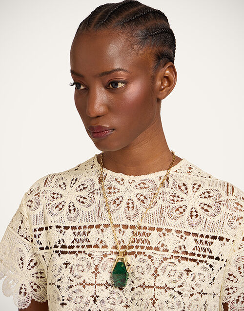 La DoubleJ Portal Necklace 24K Gold Plate & Green Jade NEC0021BRA003JAD01YE05