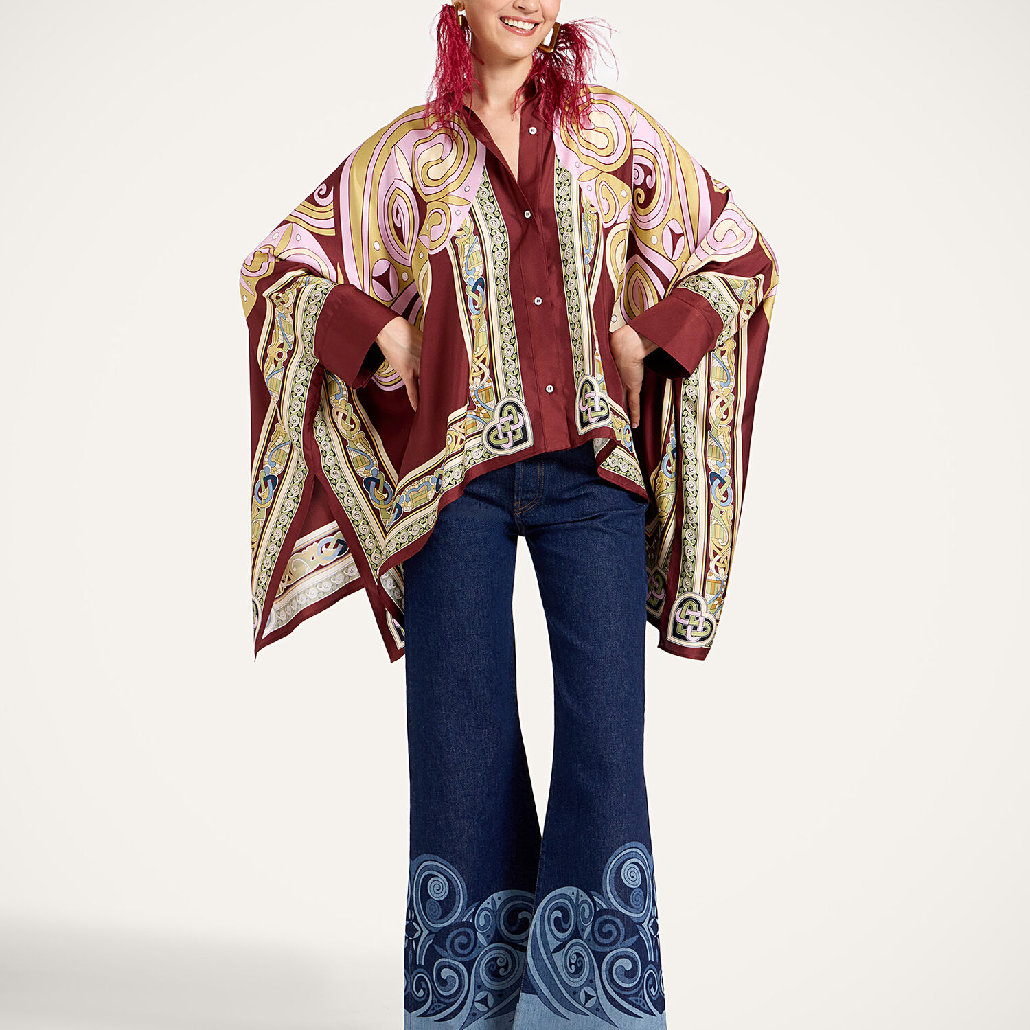 La Doublej The Cropped Flare Jean In Kells Placée Indigo