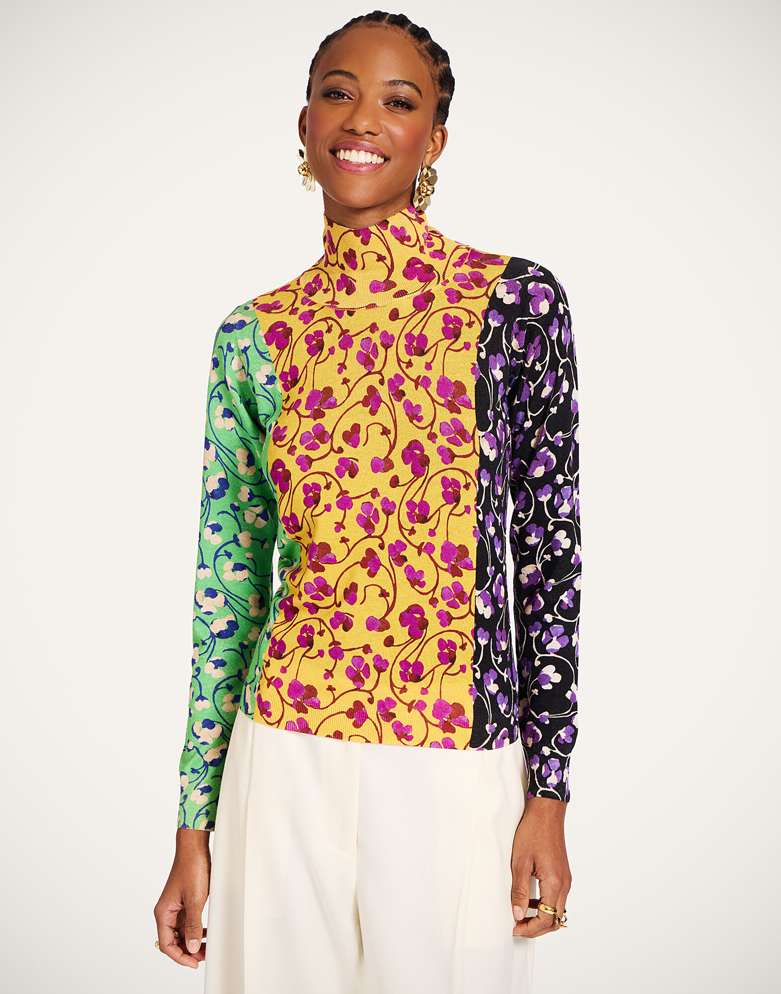 La DoubleJ Silky Turtleneck Honeysuckle Tricolor Yellow PUL0302KNI172VA455YE02