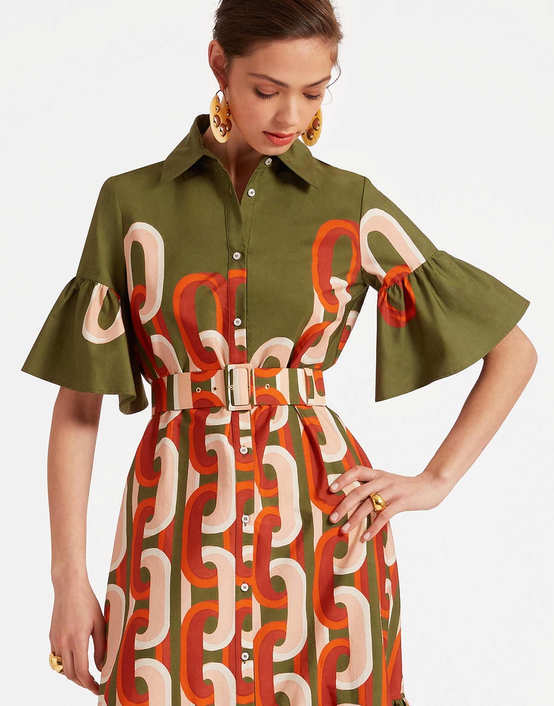 La DoubleJ Choux Midi Dress La DoubleJ Choux Midi Dress Prometheus Placée Camouflage DRE0733COT039EUS02GR08