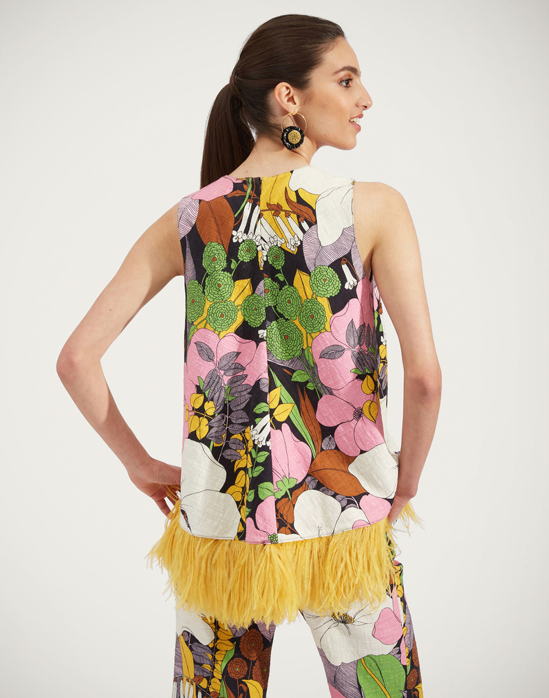 La DoubleJ La Scala Top (With Feathers) La DoubleJ La Scala Top (With Feathers) Big Flower TOP0013COT005BFL0001