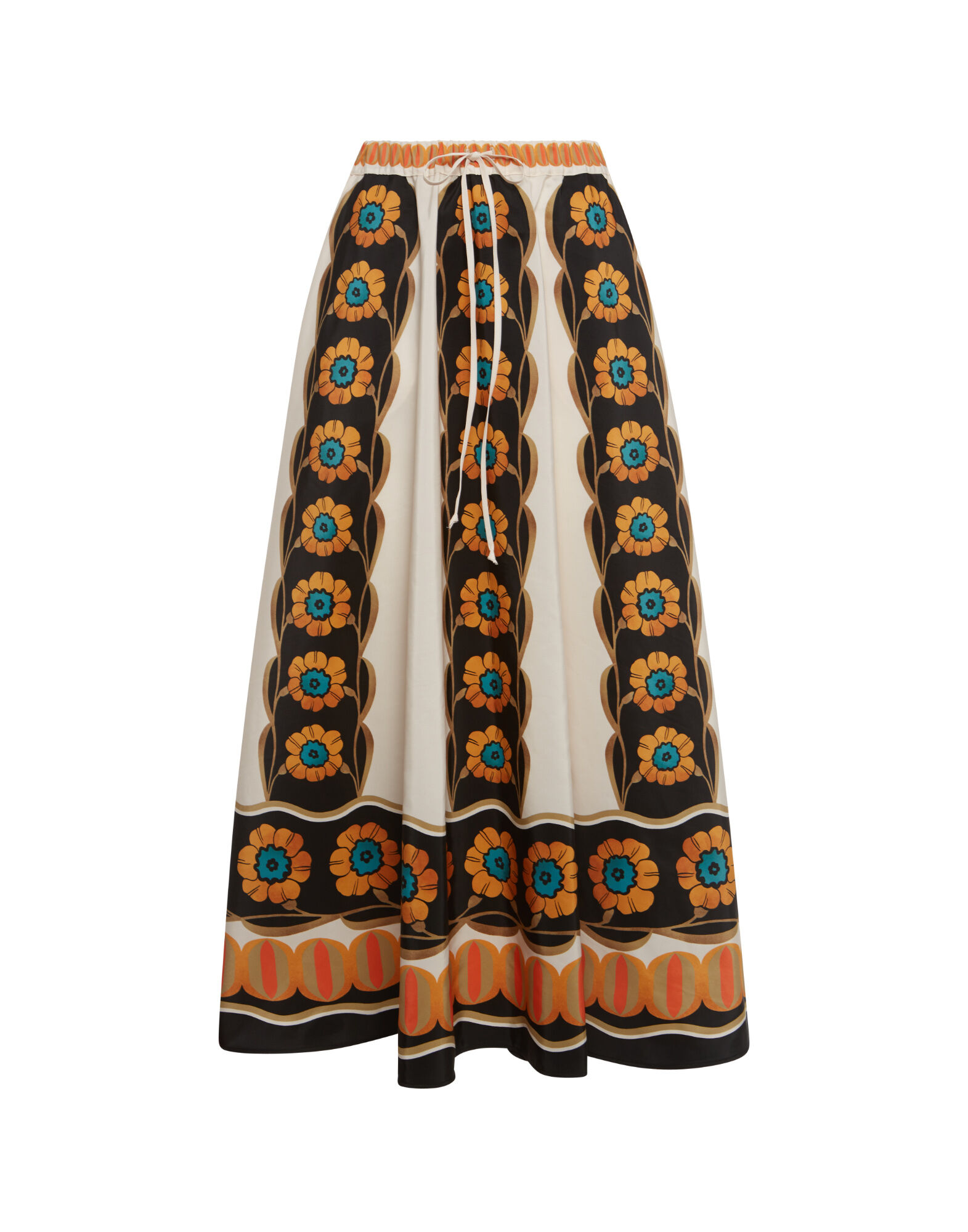 Drawstring Skirt in Daisychain Plac e Orange for Women La DoubleJ