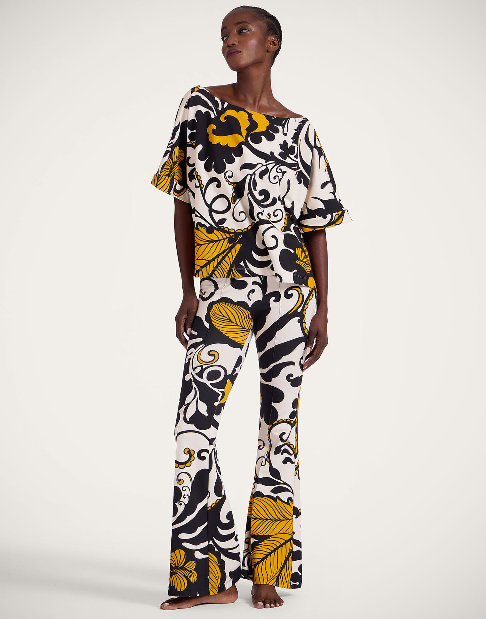 La DoubleJ New Meditation Pants Marea Black & White TRO0147JER020MRE01BL03