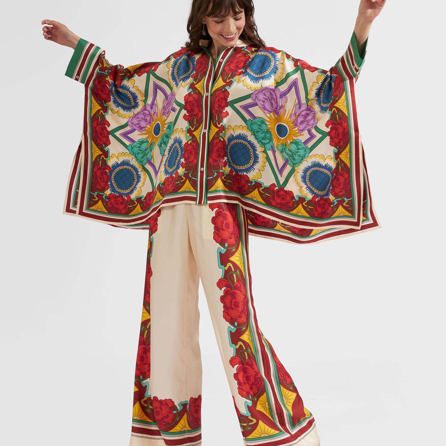 La Doublej La Double J Foulard Printed Silk Shirt In Foulard Liberty Ivory