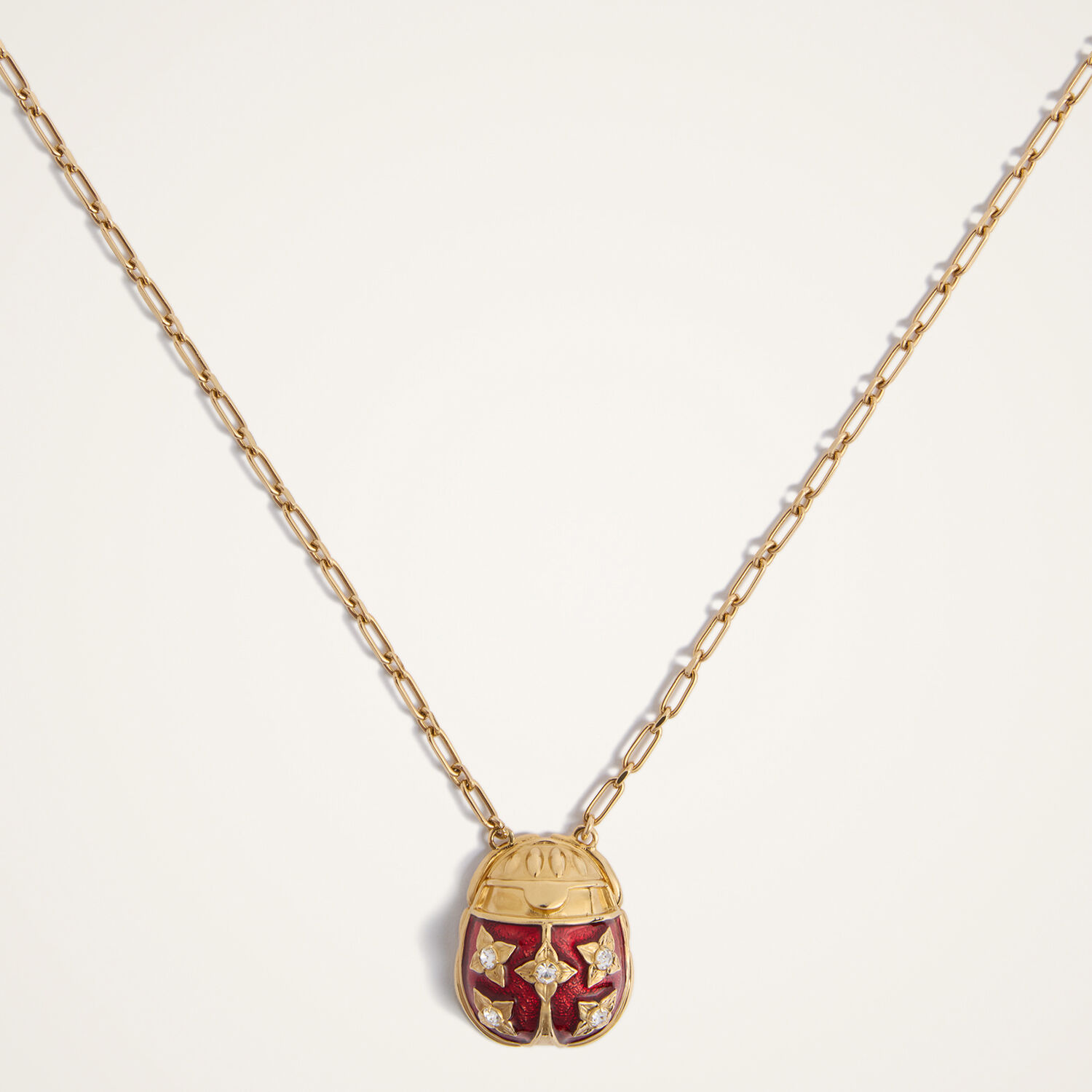  La Doublej Necklaces Women - Lady Scarab Necklace 24k Gold Plate & Rhinestone One Size 50% Tin Alloy 25% Brass 10% Zamak 10% Crystal 10% Enamel 
