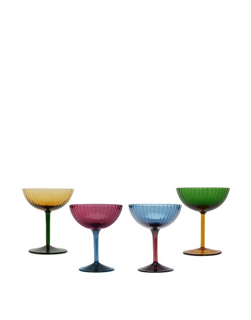 La DoubleJ Champagne Coupe Set of 4 La DoubleJ Champagne Coupe Set of 4 Rainbow Mix GLA0013MUR001ASS0004