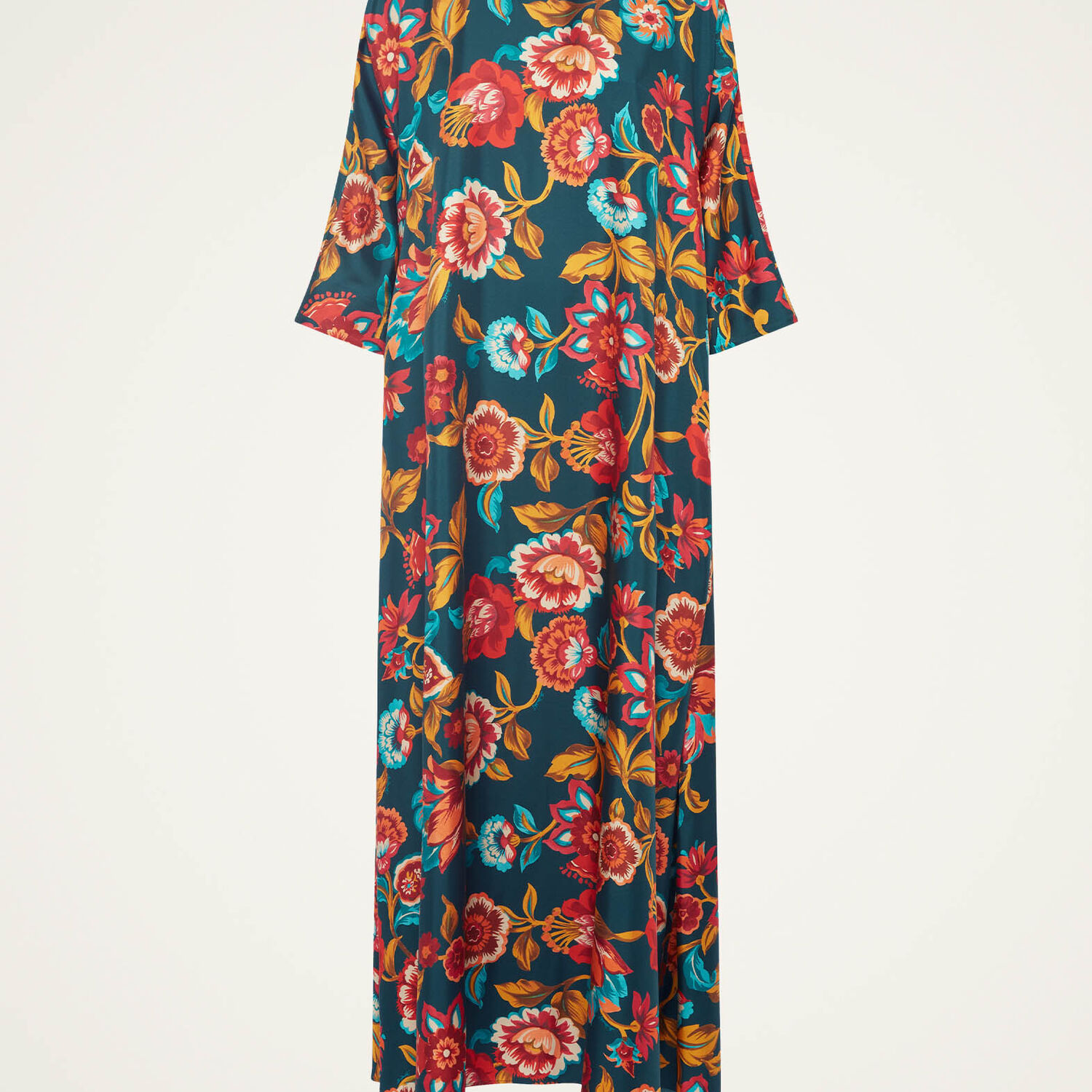 La Doublej Muumuu Floral-print Silk-twill Maxi Dress In Hottie Emerald