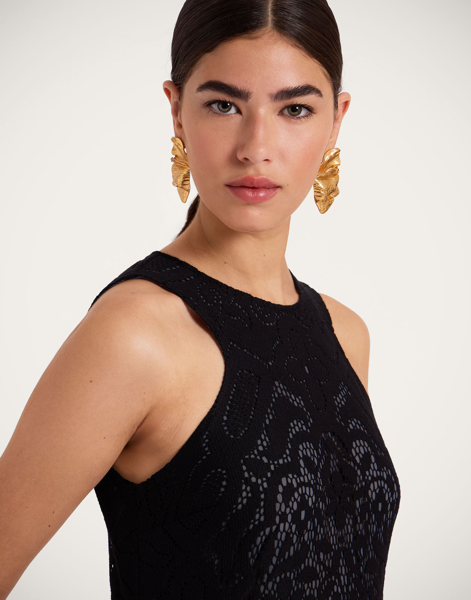 La DoubleJ Lacey Racer Dress Solid Black DRE0802EMB064SOLIDBL01