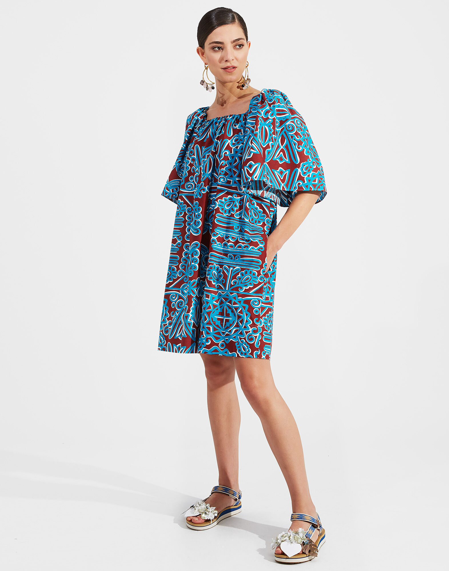 LaDoubleJ Rapunzel Dress Parnaveg Turchese DRE0215COT001PRN0003