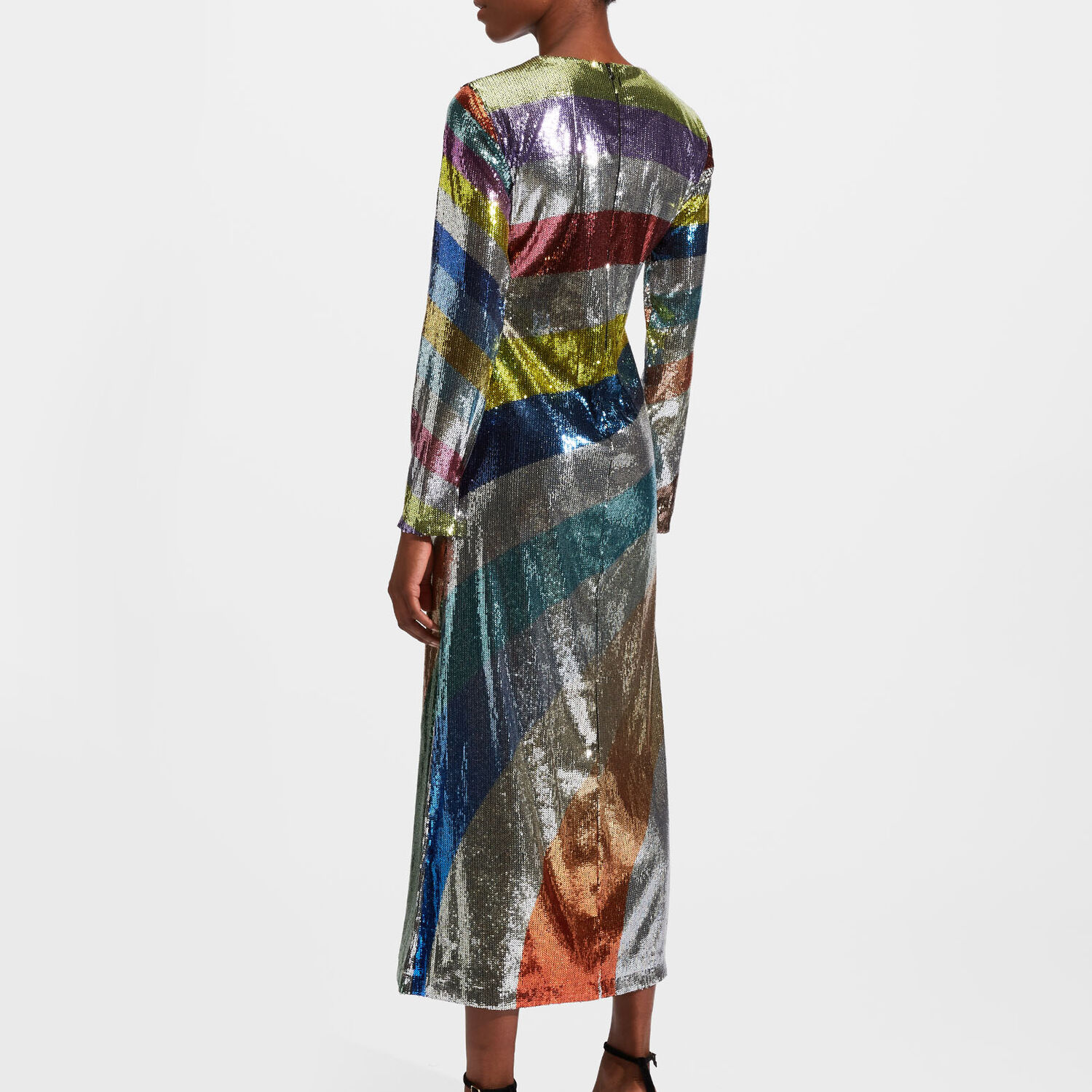 Shop La Doublej Supreme Swing Dress In Rainbow Sequins Placée