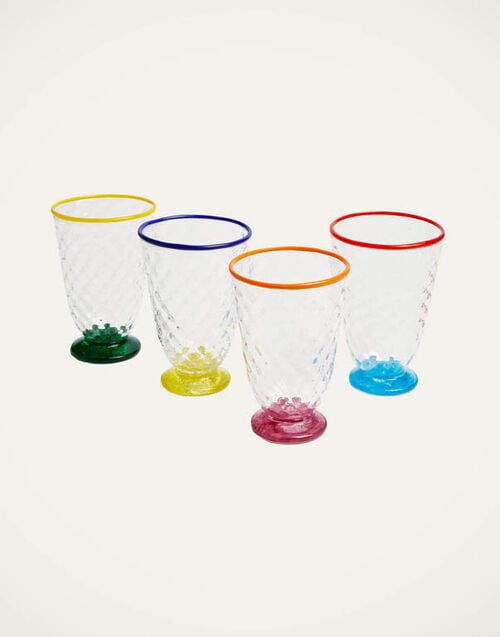 La DoubleJ Quilted Glasses Set Of 4 La DoubleJ Quilted Glasses Set Of 4 Multicolor GLA0026MUR001QUI02MU03