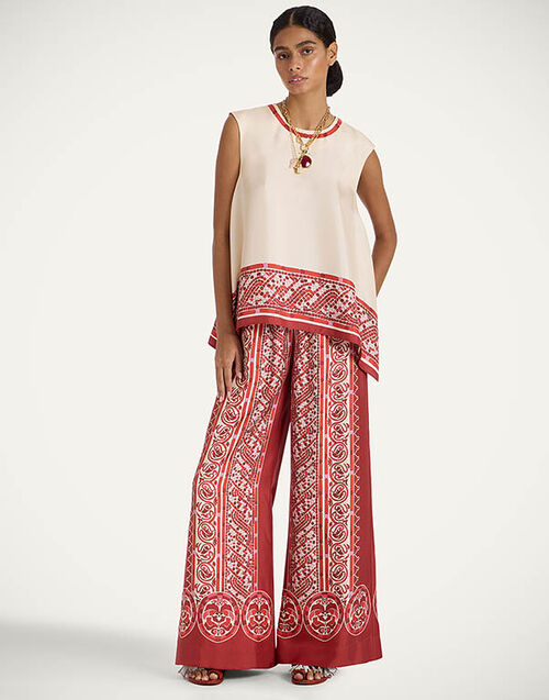 La DoubleJ Palazzo Pants Cobra Placée Red TRO0026SIL006COB01RE01