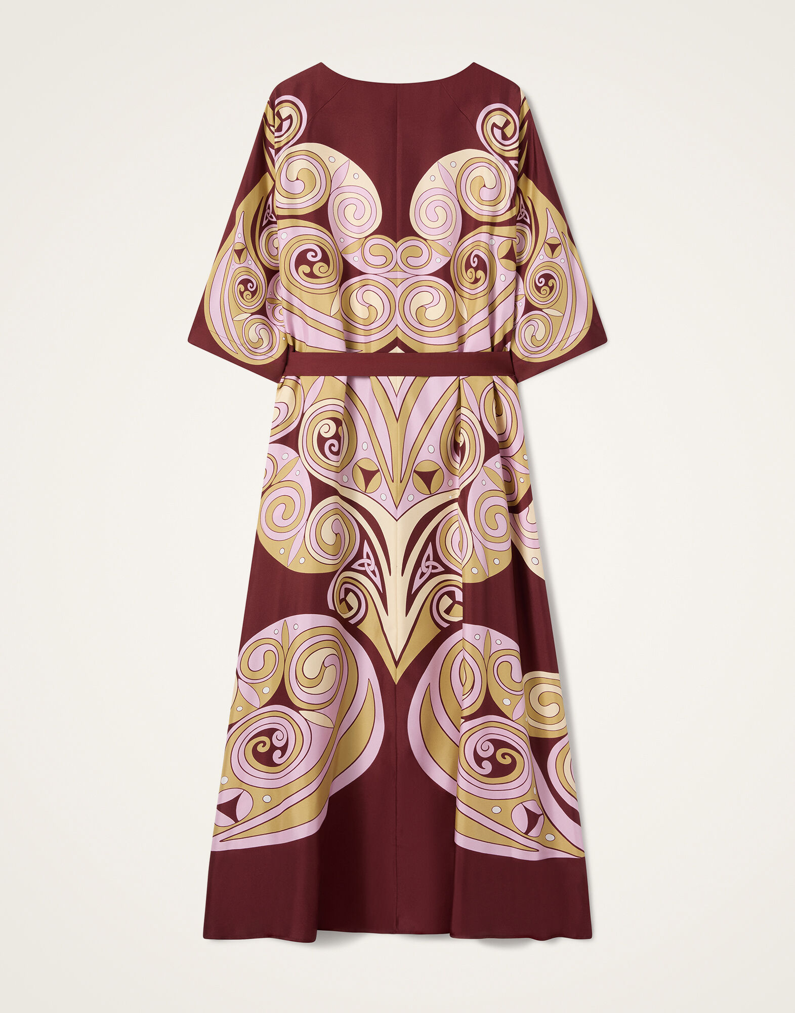 La DoubleJ Muumuu Dress Round Neck Kells Swirl Plac&eacute;e Burgundy DRE0574SIL006KLS01RE07