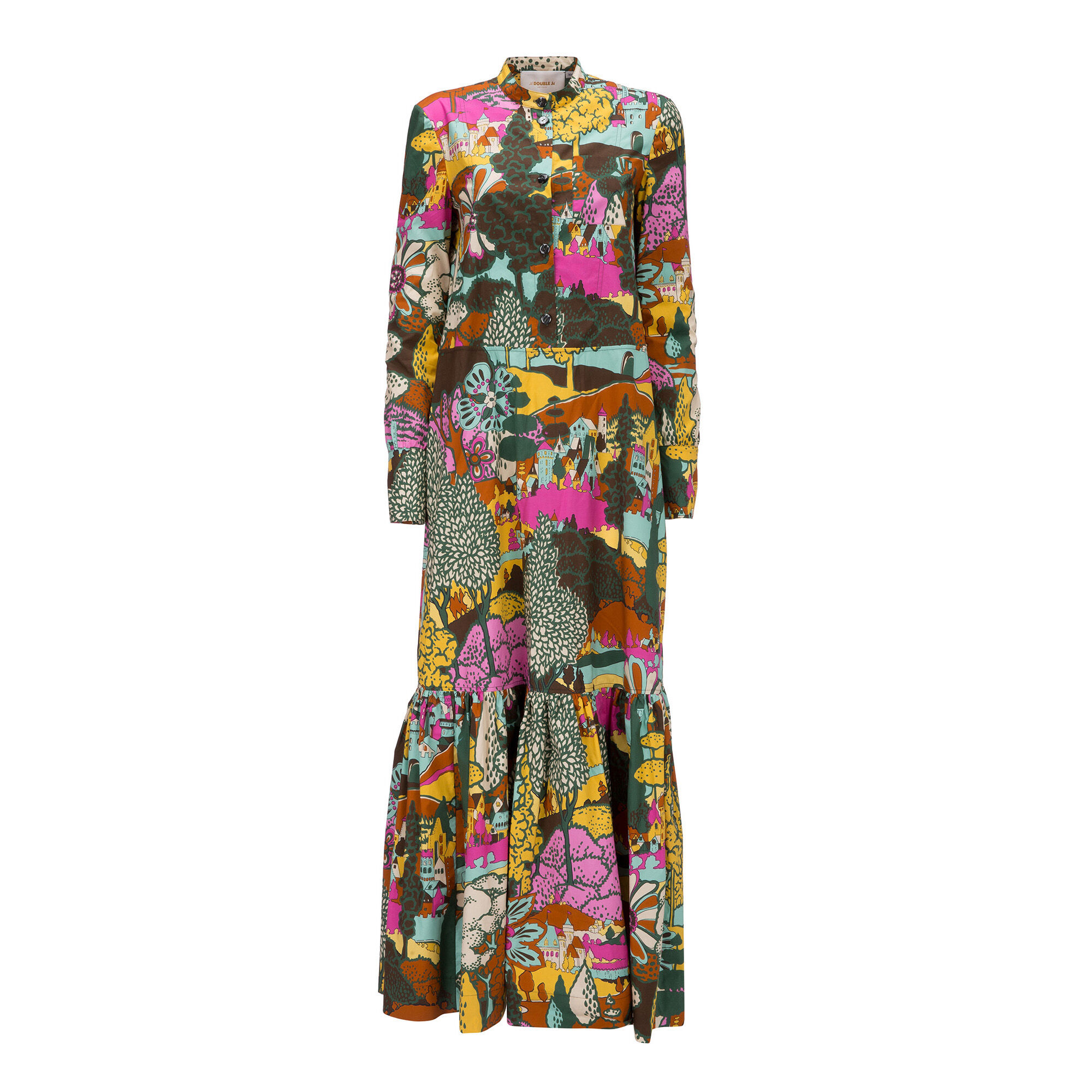 LaDoubleJ Maxi Shirt Dress Paesaggio Arancio DRE0047COT001PAE0002