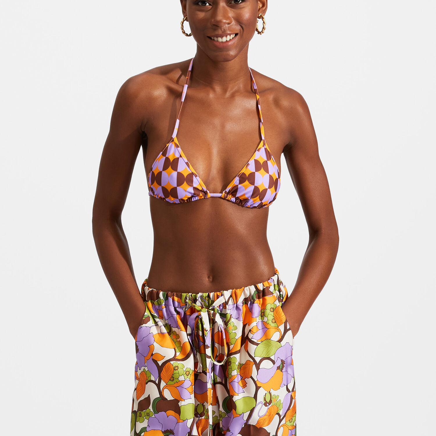 Shop La Doublej Triangle Bikini Top In Mezzaluna Orange