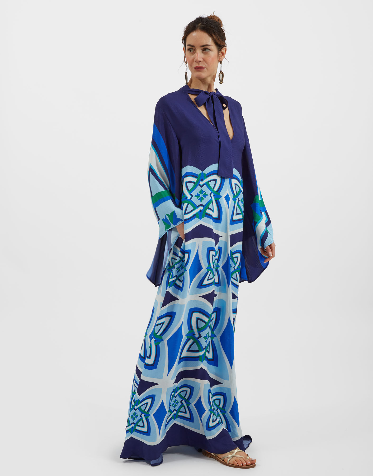 La DoubleJ Magnifico Dress Lakshmi Placed Blu DRE0232VIS004LAK02BU03