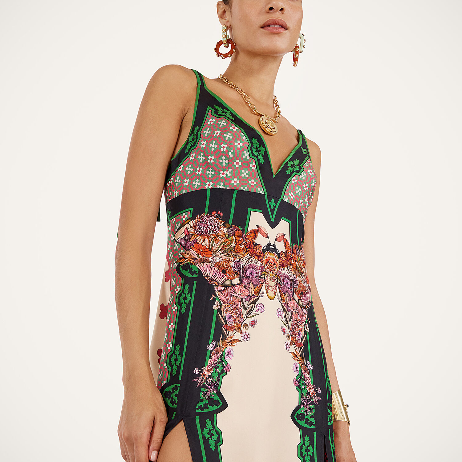 La Doublej Geometric-print Midi Day Dress In Multi