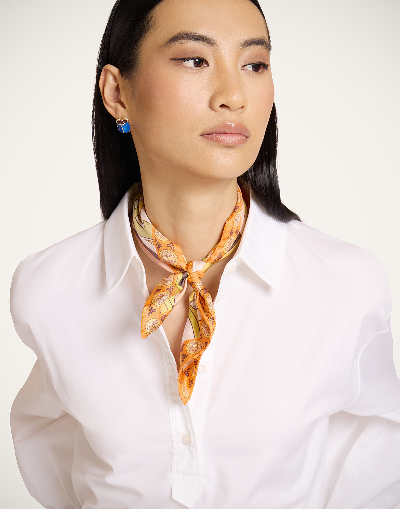 La DoubleJ Foulard 45 Florette Plac&eacute;e Pale Pink SCA0065SIL006FLO08PI02