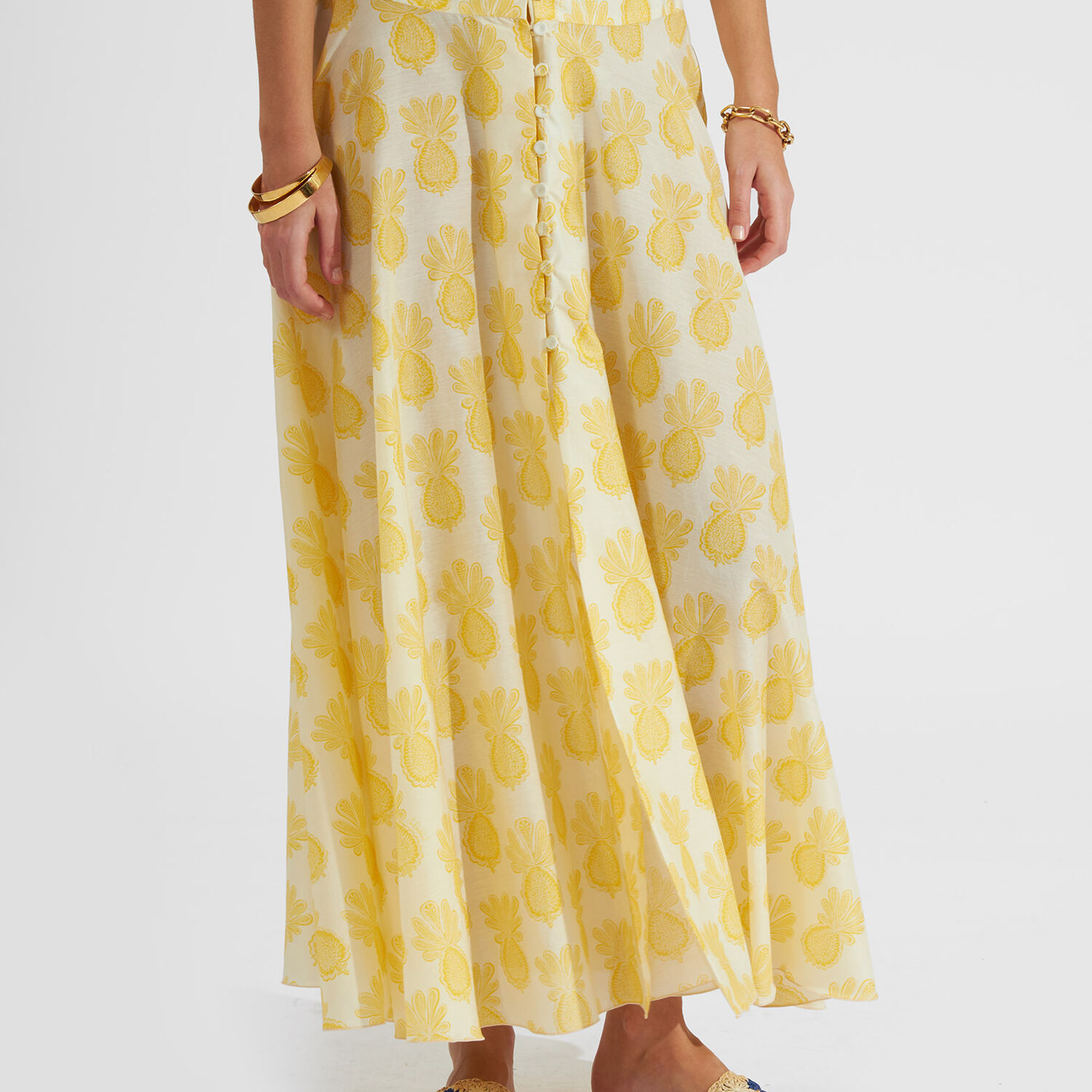 La Doublej Ariel Skirt In Pineapple Sunflower White