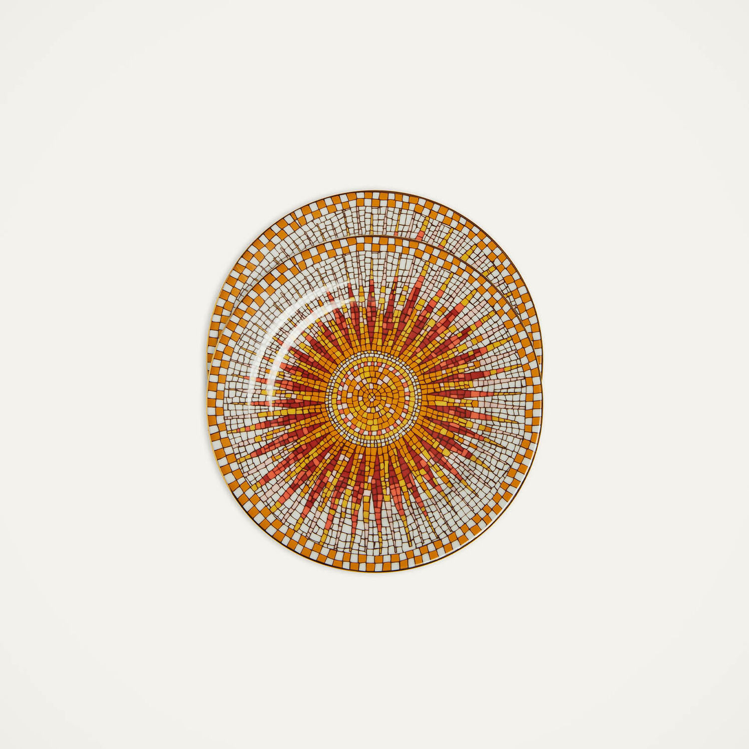 La Doublej Sunrays Set Of 2 Porcelain Dessert Plates In Sunrays Multicolor