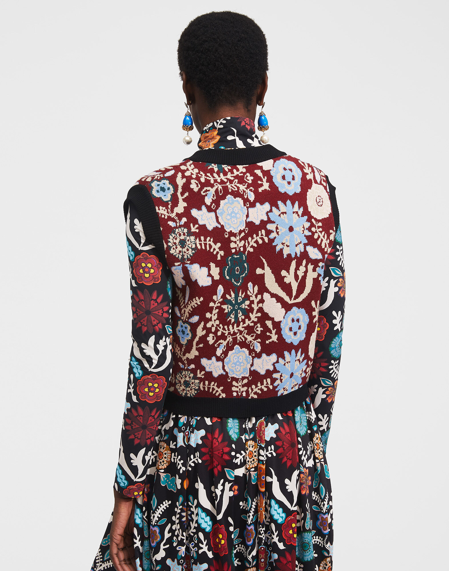 LaDoubleJ Sweater Vest Fire Flower Bordeaux PUL0050KNI035FIR0002