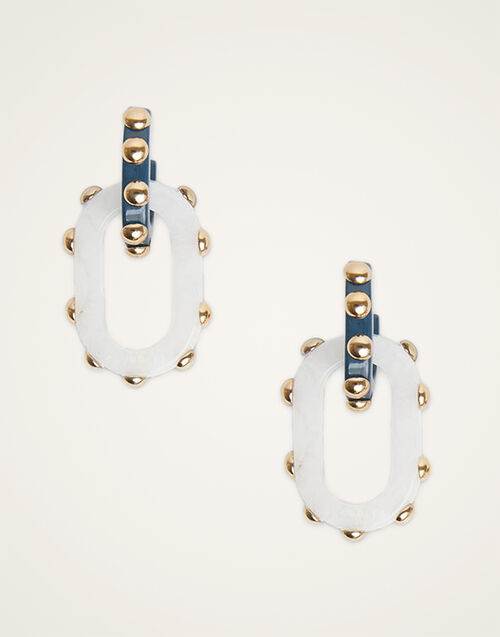 La DoubleJ Nefertiti Double Earrings Solid Teal EAR0040POL004SOLIDBU07