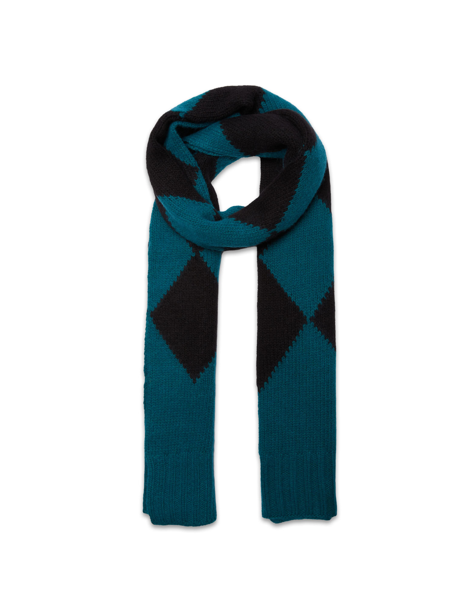 La DoubleJ Argyle Scarf Green / Black SCA0029KNI064VAR0165