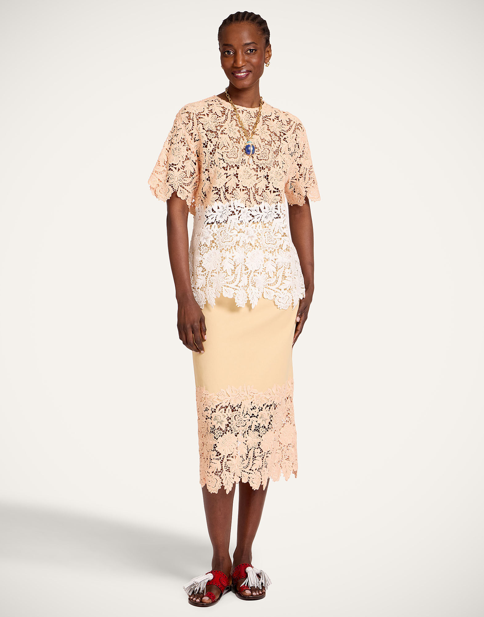 La DoubleJ Lacey House T-Shirt Solid Apricot TOP0199LAC013SOLIDOR11