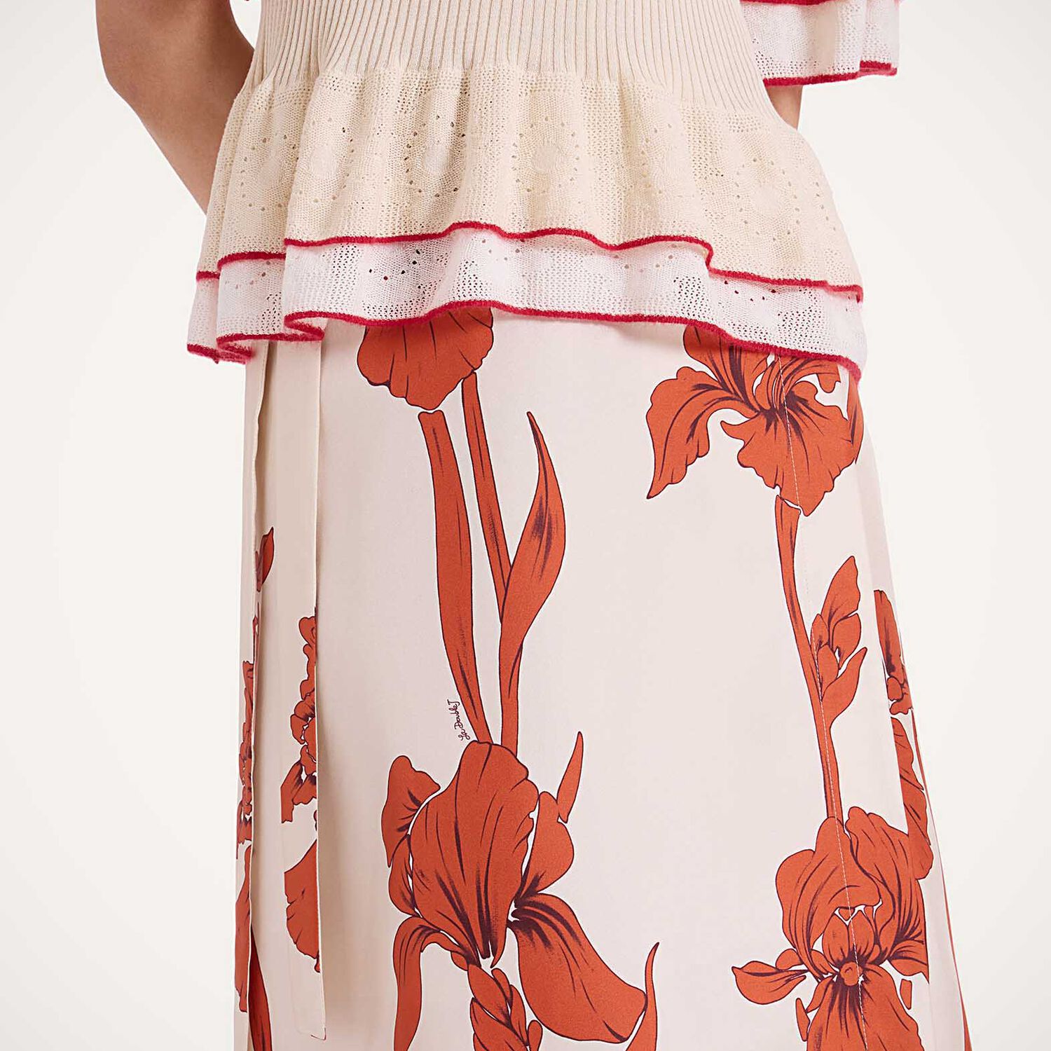 Shop La Doublej Pareo Midi Skirt In Iris Dark Orange