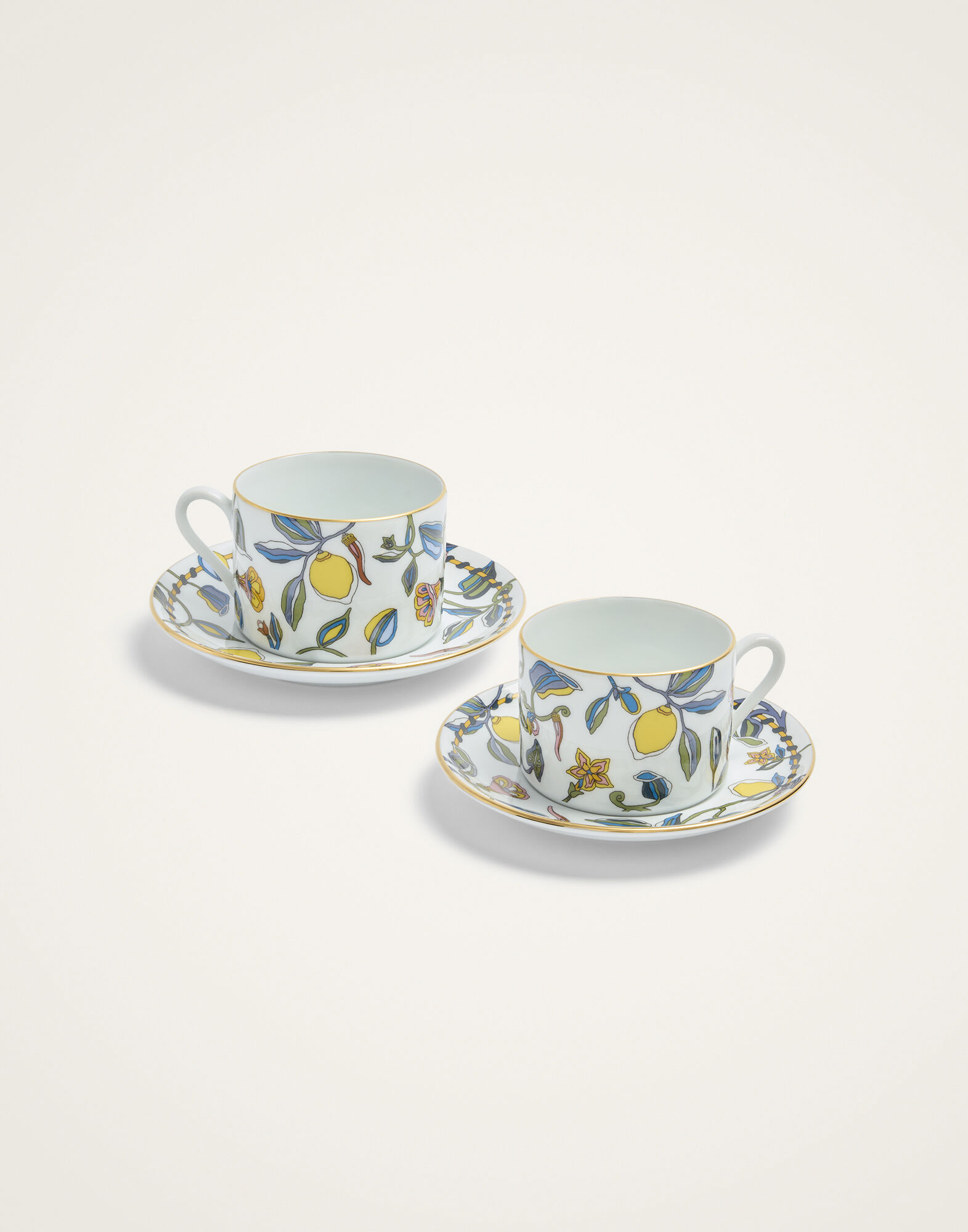 La DoubleJ Impero Tea Cup Set Of 2 Borboni White CUP0012CER001BRN12WH01