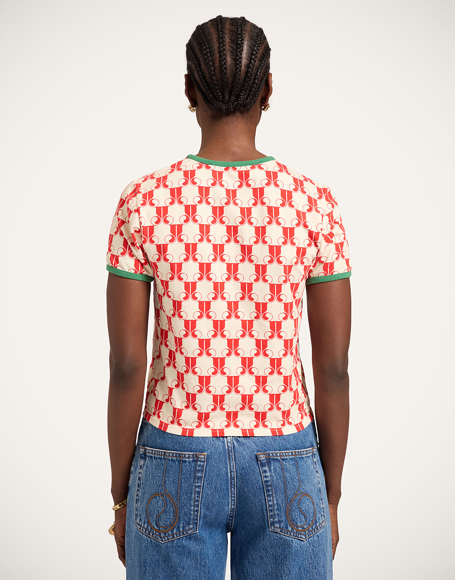 La DoubleJ The Cu-Tee Crop La DoubleJ Monogram Red TSH0068JER076DJM01RE01