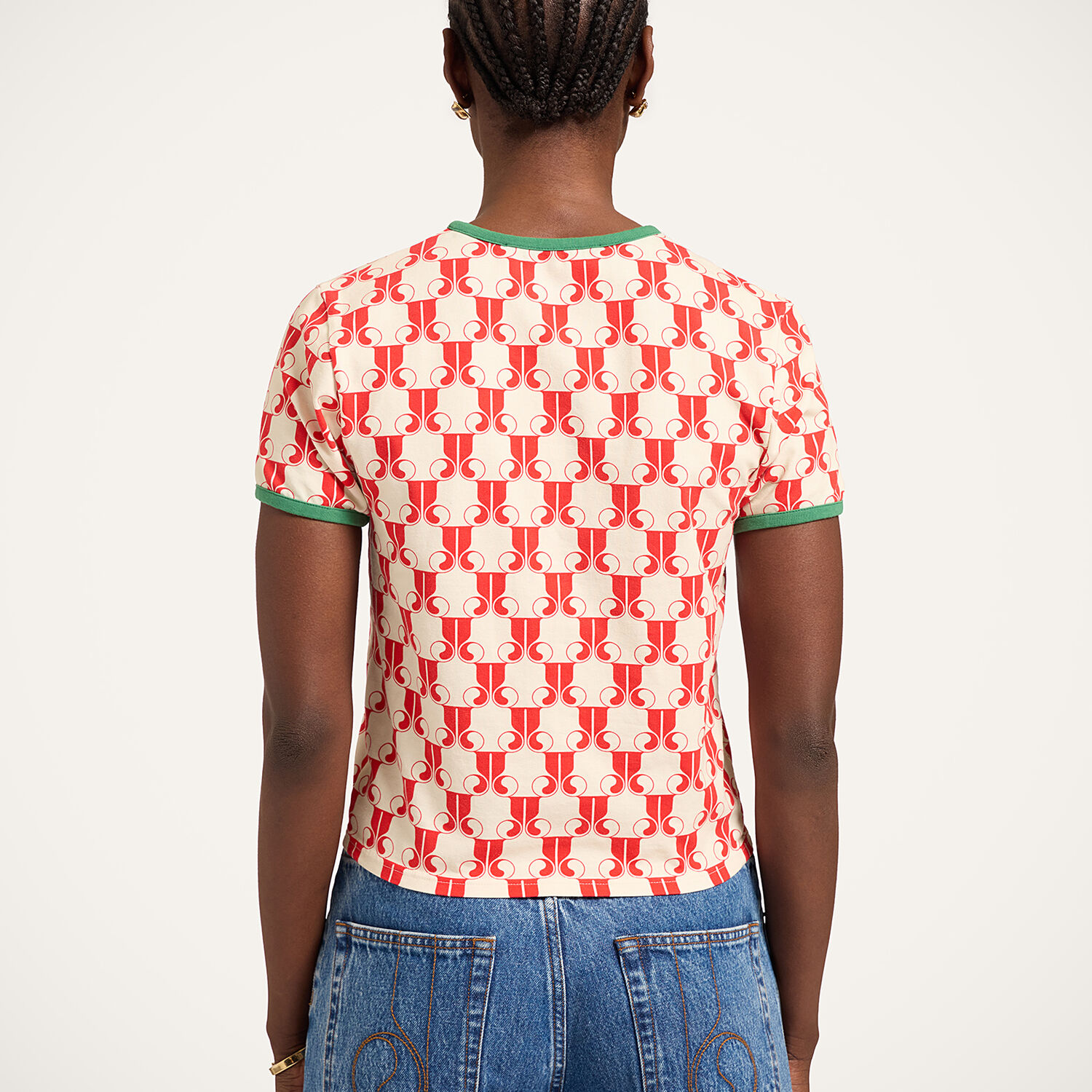  La Doublej T-shirts & Sweatshirts Women - The Cu-tee Crop La Doublej Monogram Red L 93% Cotton 7% Elastane 