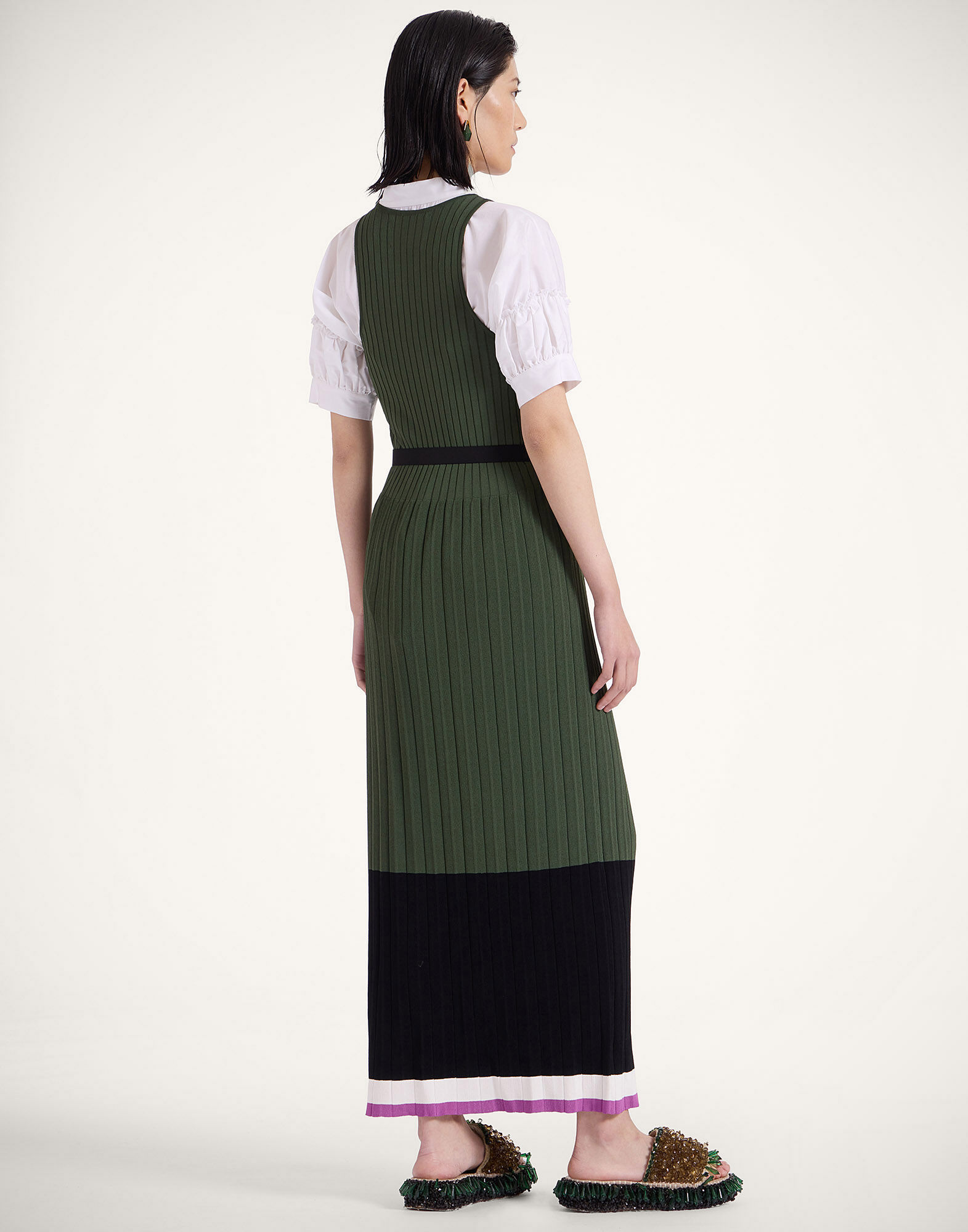 La DoubleJ Organetto Dress Color Block Black & Camouflage DRE0882KNI150VA344GR08