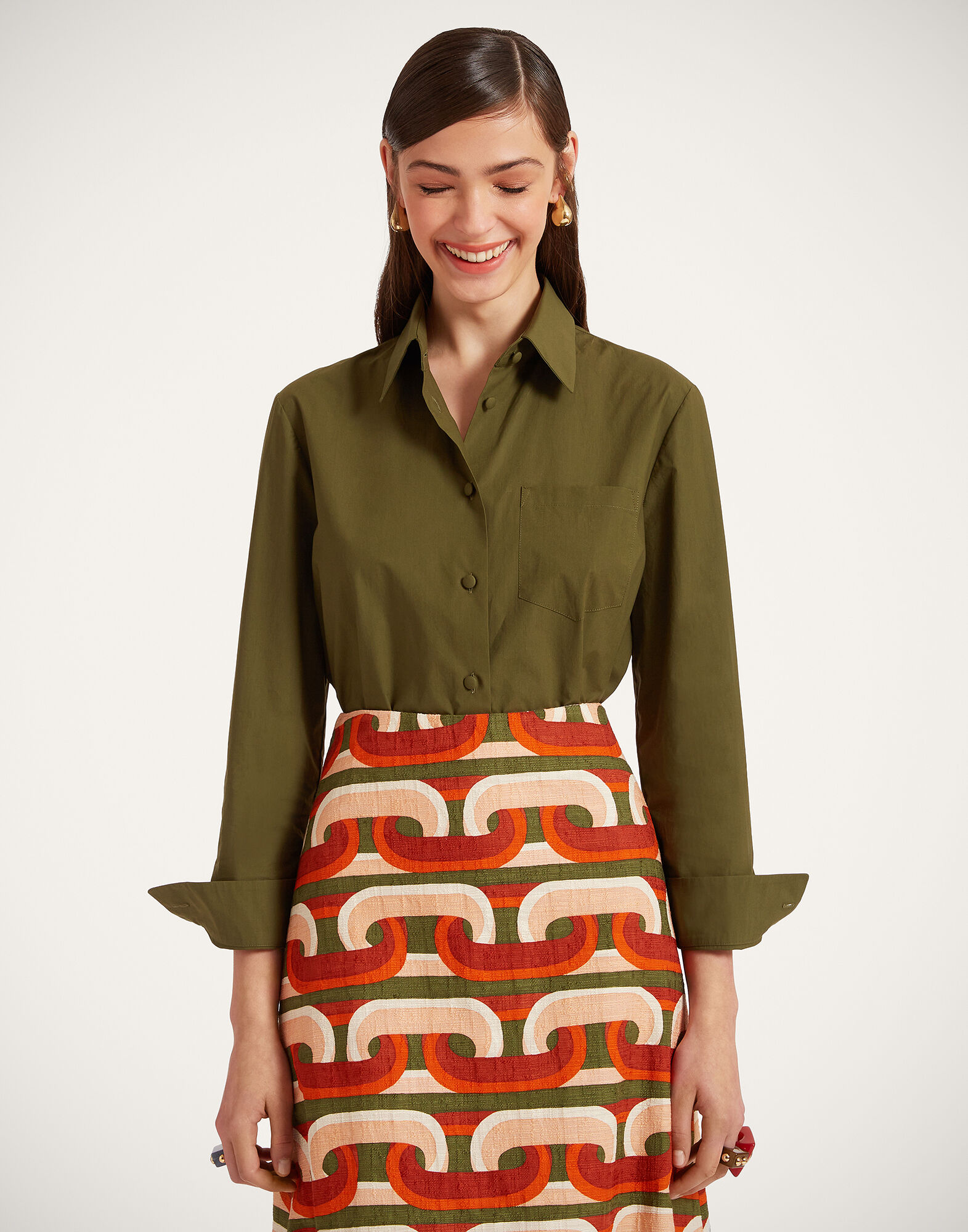 La DoubleJ Boy Shirt Solid Camouflage SHI0001COT043SOLIDGR08