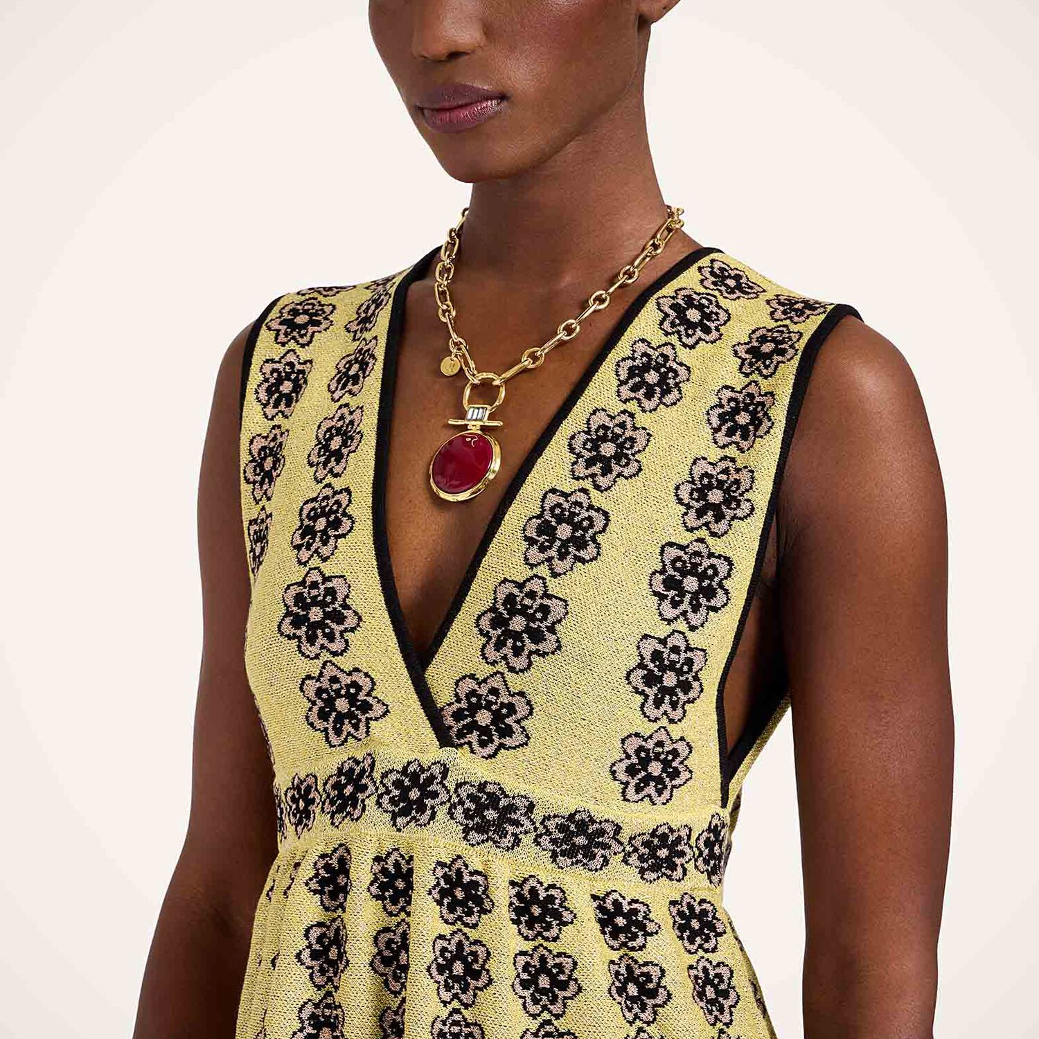 La Doublej La Double J Caper Floral-intarsia Knit Midi Dress In Multi
