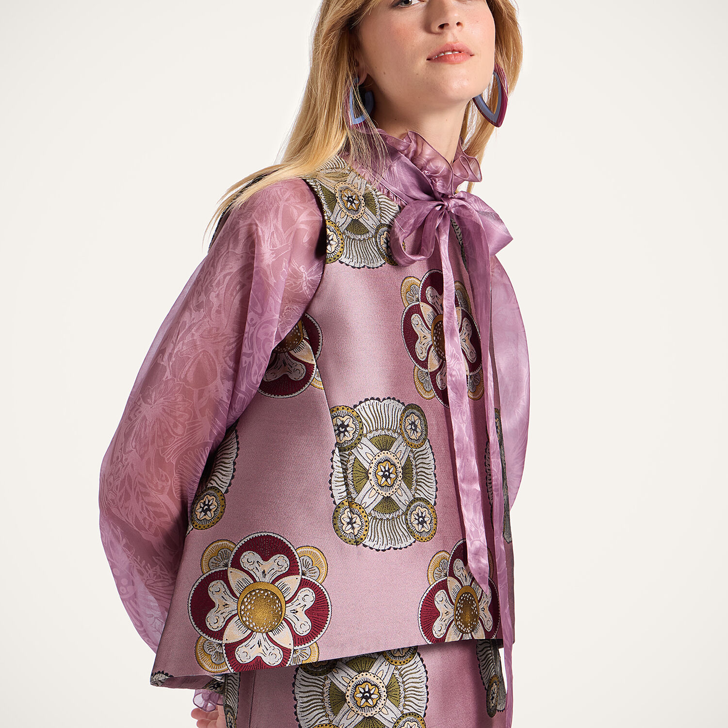 La Doublej La Scala Asymmetric Jacquard Top In Pink