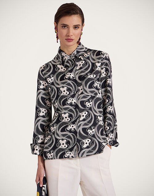 La DoubleJ Boy Shirt Aperol Black & White SHI0001SIL001APE01BL03