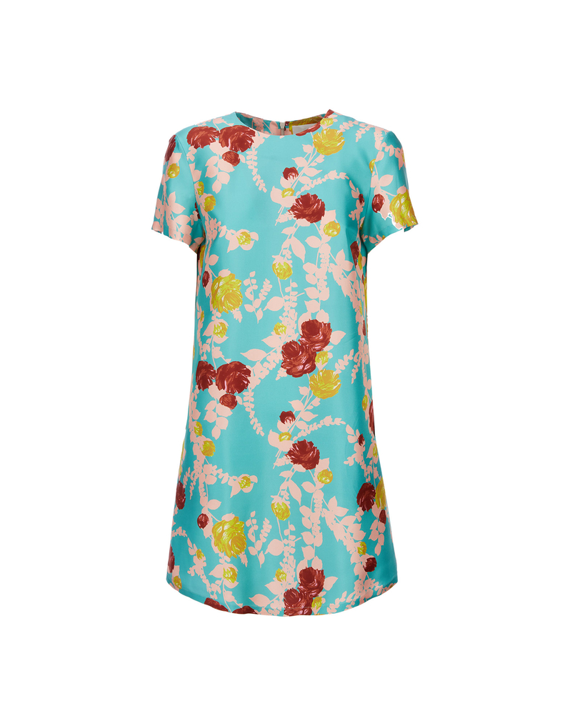LaDoubleJ Mini Swing Dress LaDoubleJ Mini Swing Dress Winter Rose Turchese DRE0159SIL001WTR0002