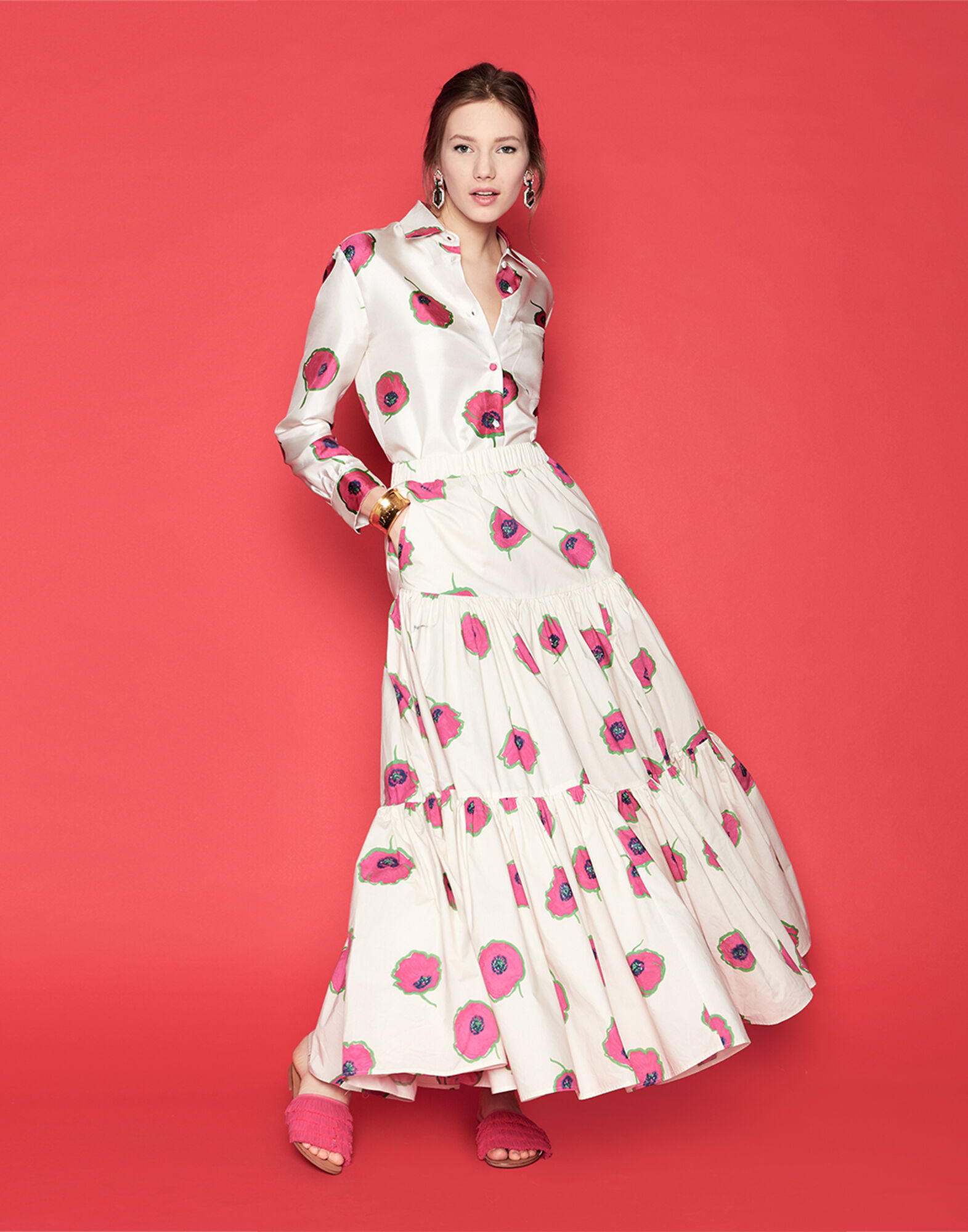 La DoubleJ Boy Shirt Papaveri SHI0001SIL001PAP0001