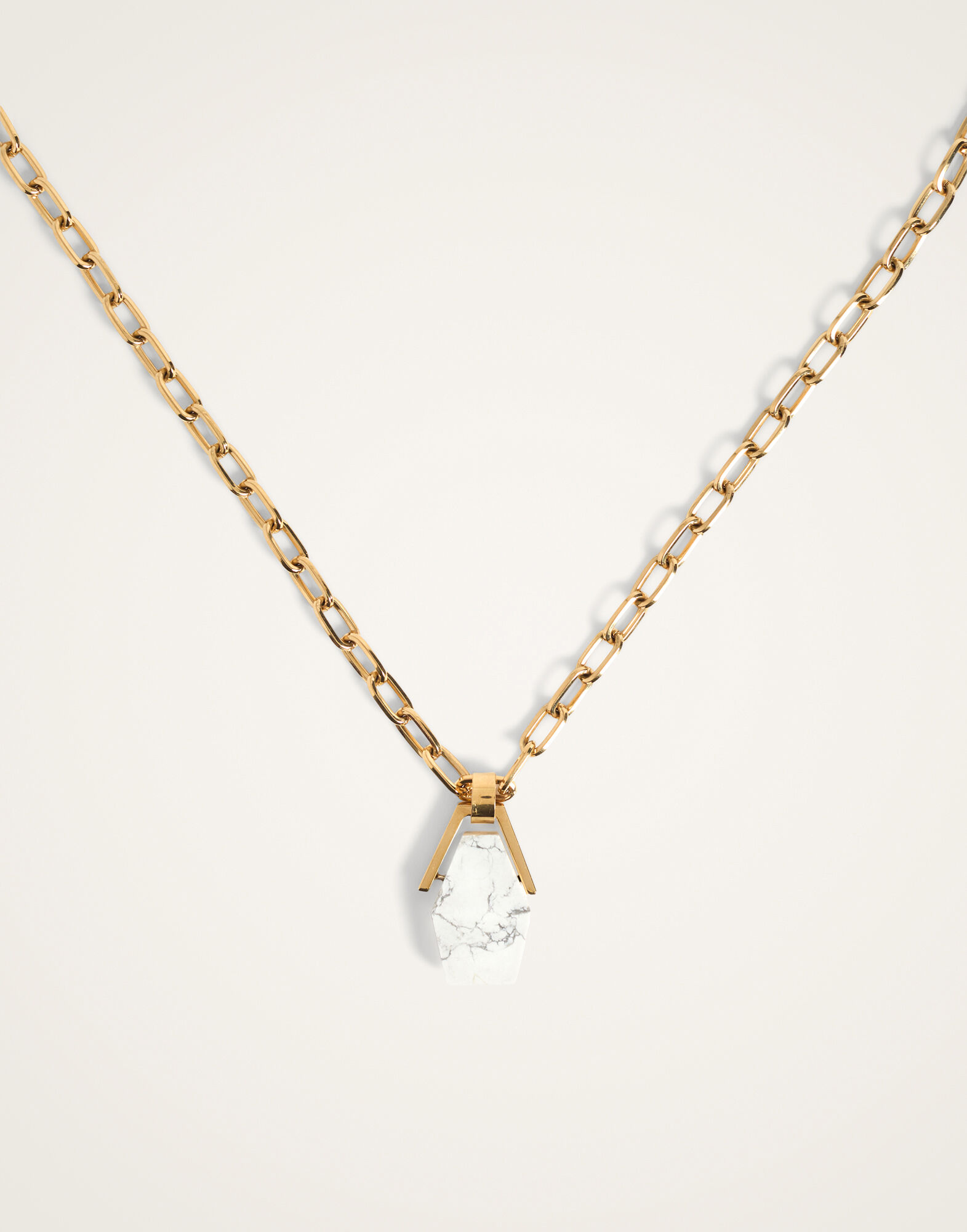 La DoubleJ Portal Necklace 24K Gold Plate & Howlite NEC0021BRA003HOW02YE05