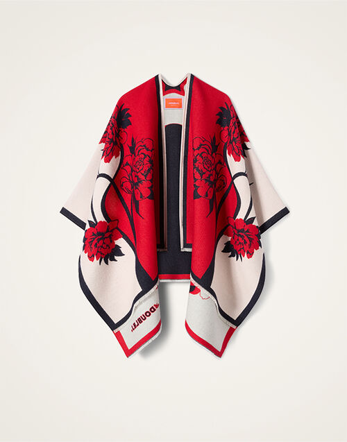 La DoubleJ Soul Poncho Queen Peony Plac&eacute;e Red SCA0059WOL025QPE02RE01