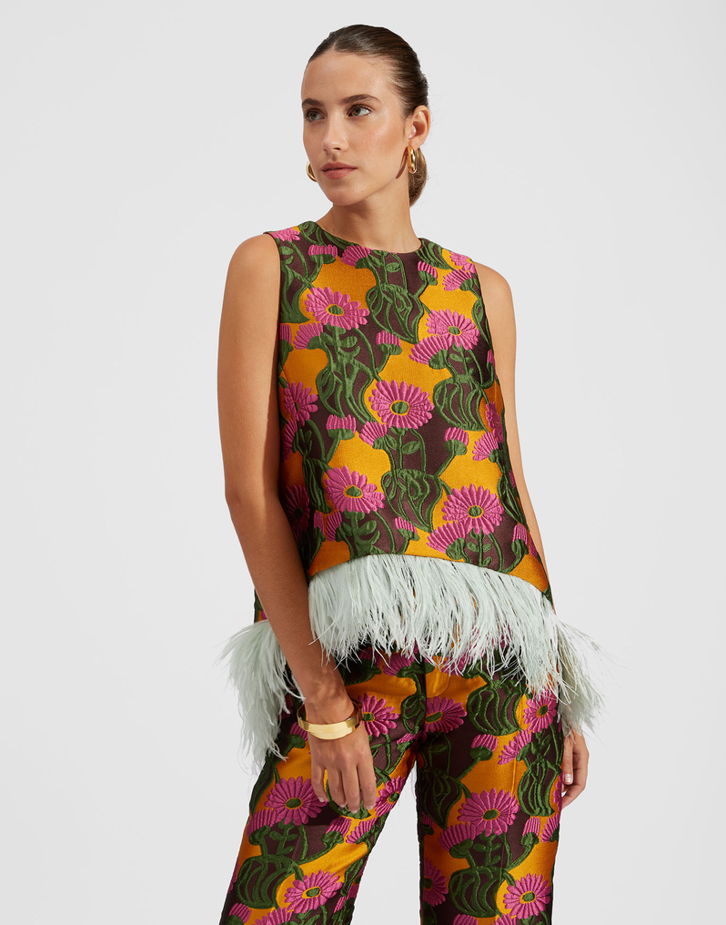 La DoubleJ La Scala Top (With Feathers) La DoubleJ La Scala Top (With Feathers) Orange Gerber TOP0013JAC036GER0005