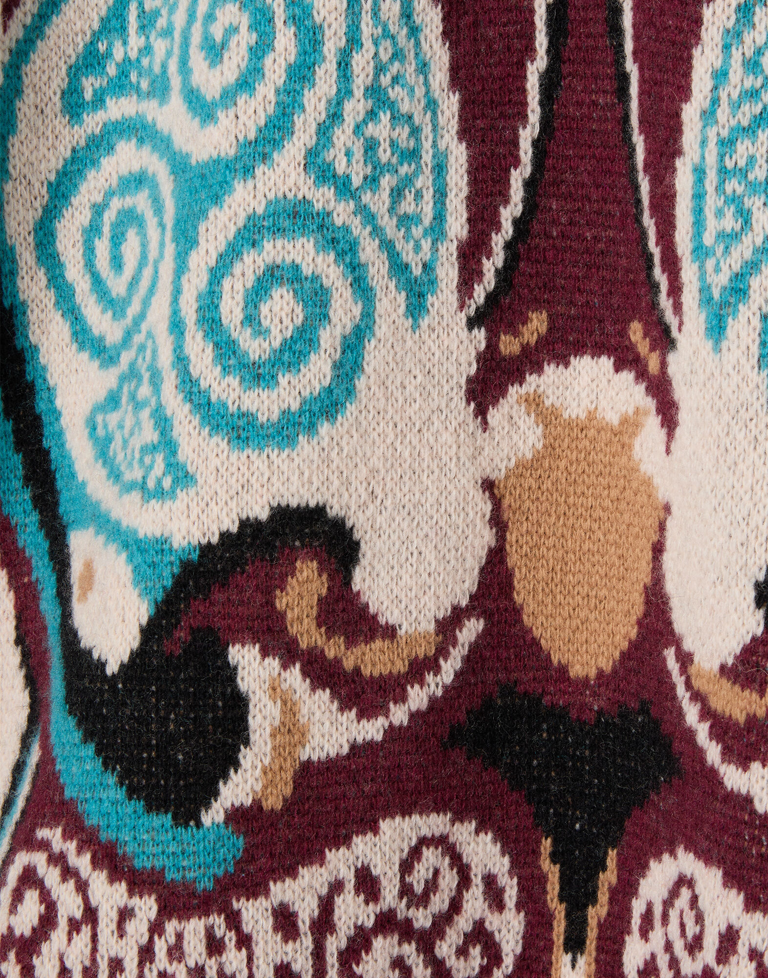 La DoubleJ In My Power Knit Scarf Cape Alchemy Light Blue, Burgundy, and Camel SCA0083KNI223VA524BR04