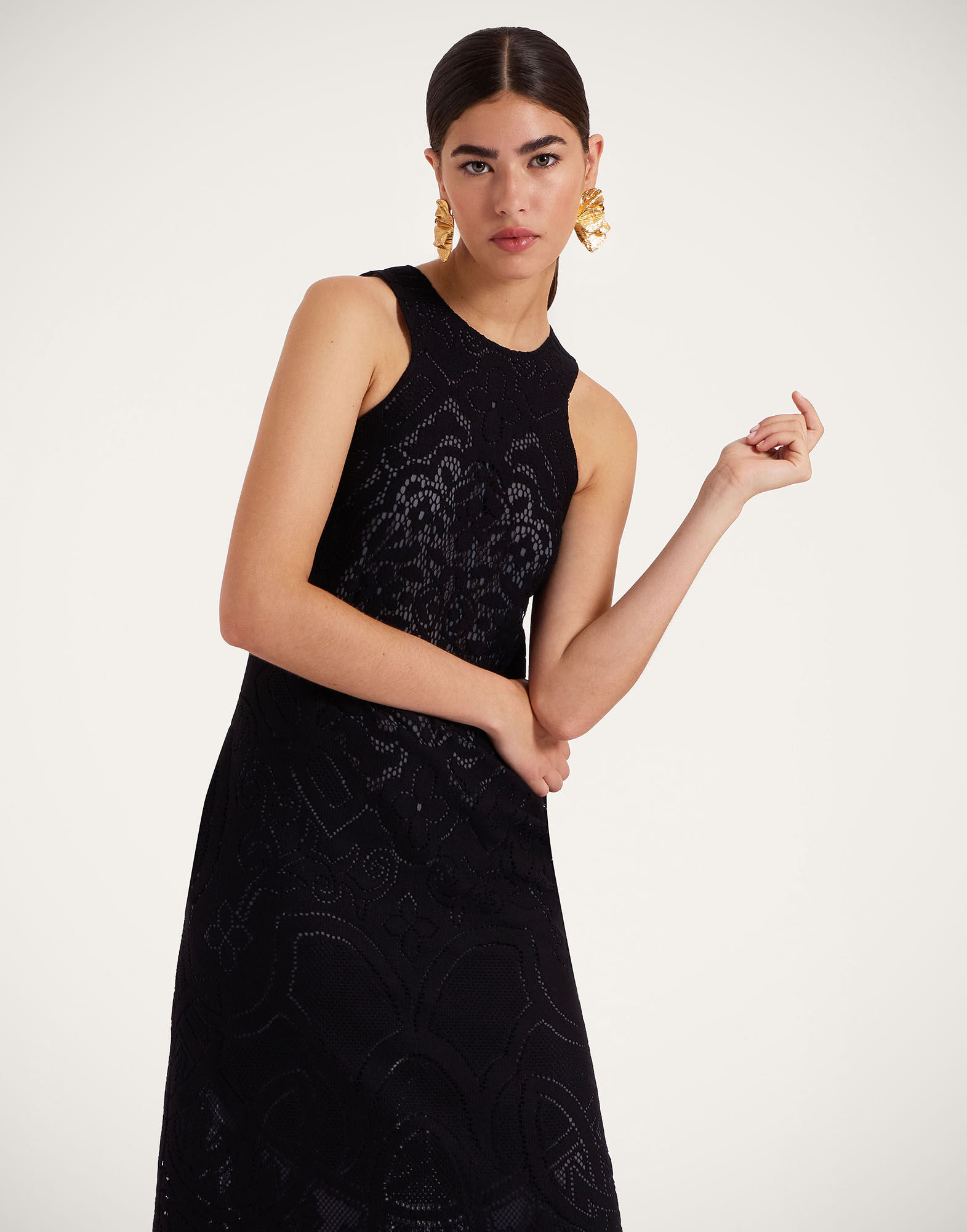 La DoubleJ Lacey Racer Dress Solid Black DRE0802EMB064SOLIDBL01