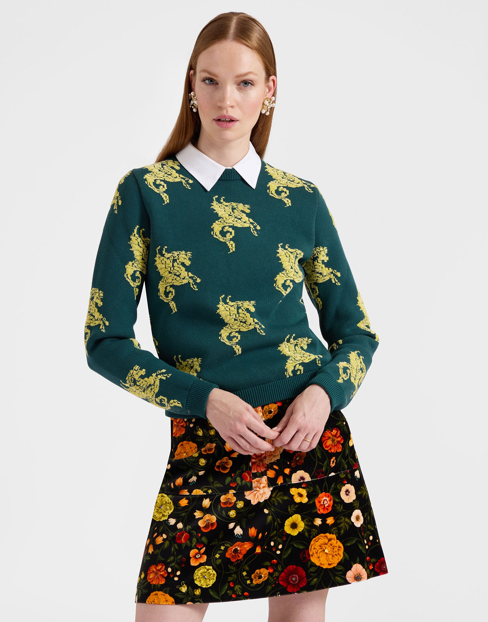 La DoubleJ Gryphos Sweater Dark Green PUL0205KNI121VA273GR03