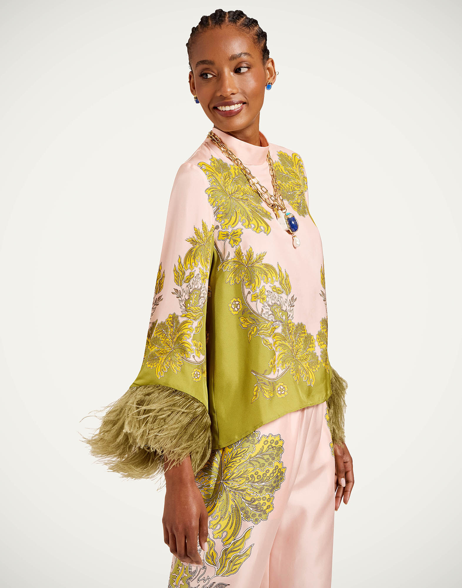 La DoubleJ Make An Exit Top Swathe Plac&eacute;e Pink TOP0141SIL026SWA03PI01